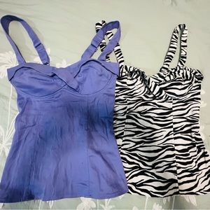 XS Purple pinup couture and XS Deadly dames zebra top